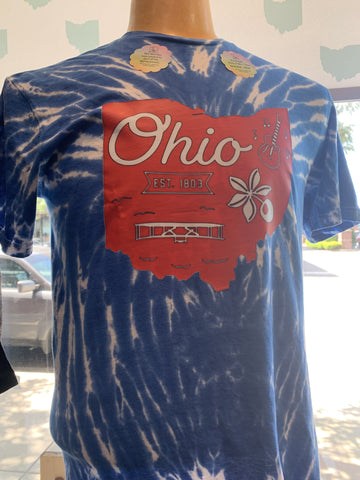 Ohio T- Shirt Tie Dyed Yellow/Red/Blue