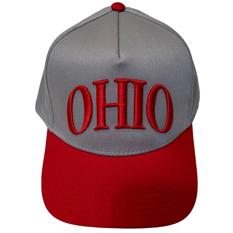 OHIO Embroidered Baseball Hat Scarlet amd Gray