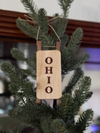 OHIO Wood Sled Ornament