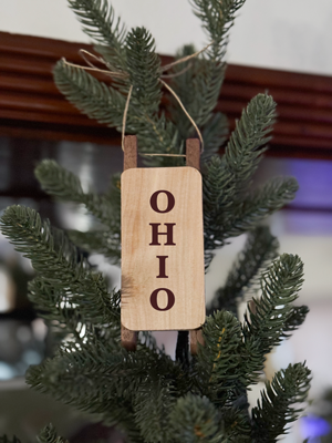 OHIO Wood Sled Ornament