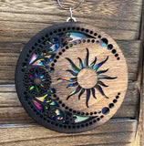 Sun and Moon Holographic Multilayered Wood Ornament