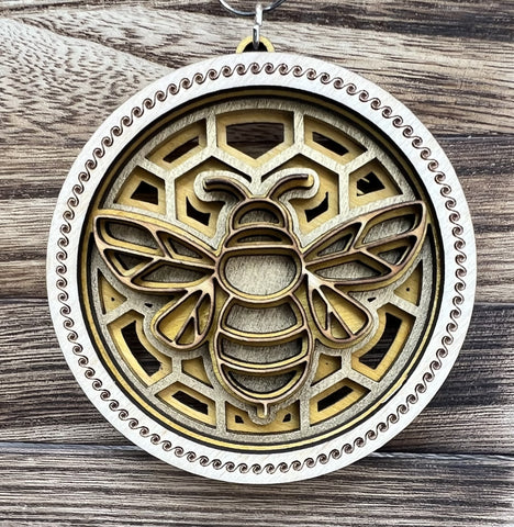 Honey Bee 3 D Multilayerd Wood Mandala Ornament