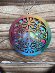 Symbol of Peace Holographic Multilayered Wood Ornament