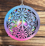 Symbol of Peace Holographic Multilayered Wood Ornament