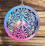 Symbol of Peace Holographic Multilayered Wood Ornament