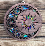 Sun and Moon Holographic Multilayered Wood Ornament