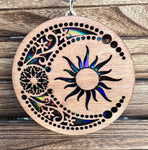 Sun and Moon Holographic Multilayered Wood Ornament