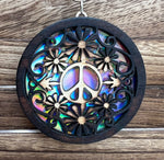 Symbol of Peace Holographic Multilayered Wood Ornament