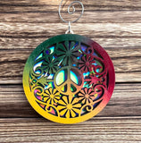 Symbol of Peace Holographic Multilayered Wood Ornament