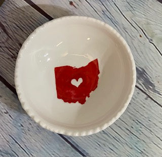 Ohio Map with Heart Ceramic Pebble Dish