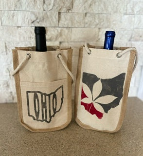 Jute Wine/Gift Bag Ohio Design Rope Handle