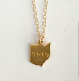 Ohio Stamped Necklace - Gold