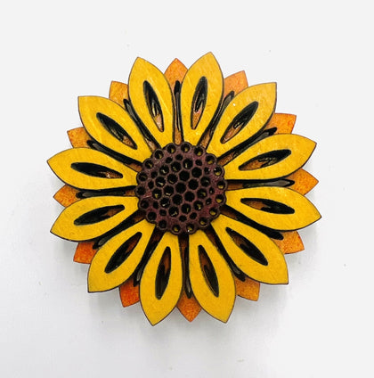 3D Wooden Multi Layer Sunflower Wood Magnet