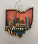 Columbus Skyline 3 D Multilayered Wood Ornament